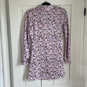 Lilac and purple Floral Long Sleeve Mini Dress